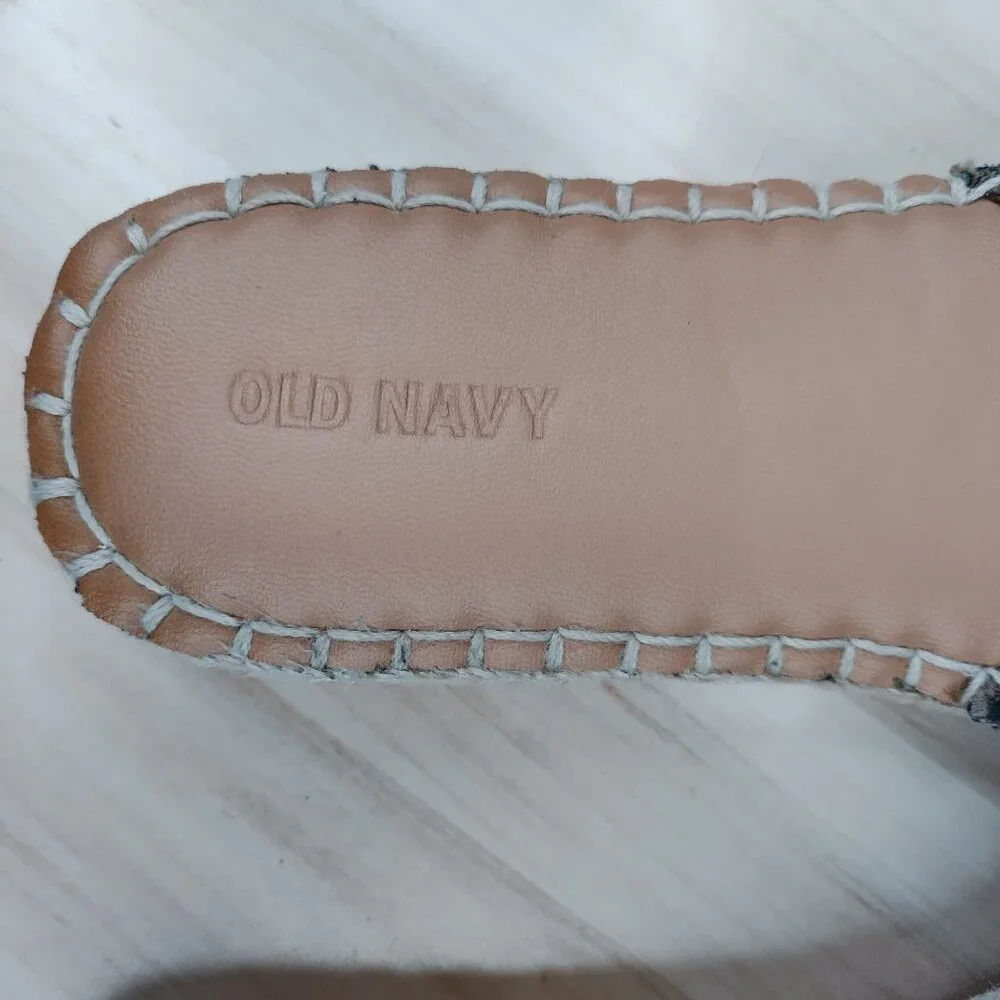 Old Navy Faux Suede Espadrille Tan & Black Sandals Women US 9